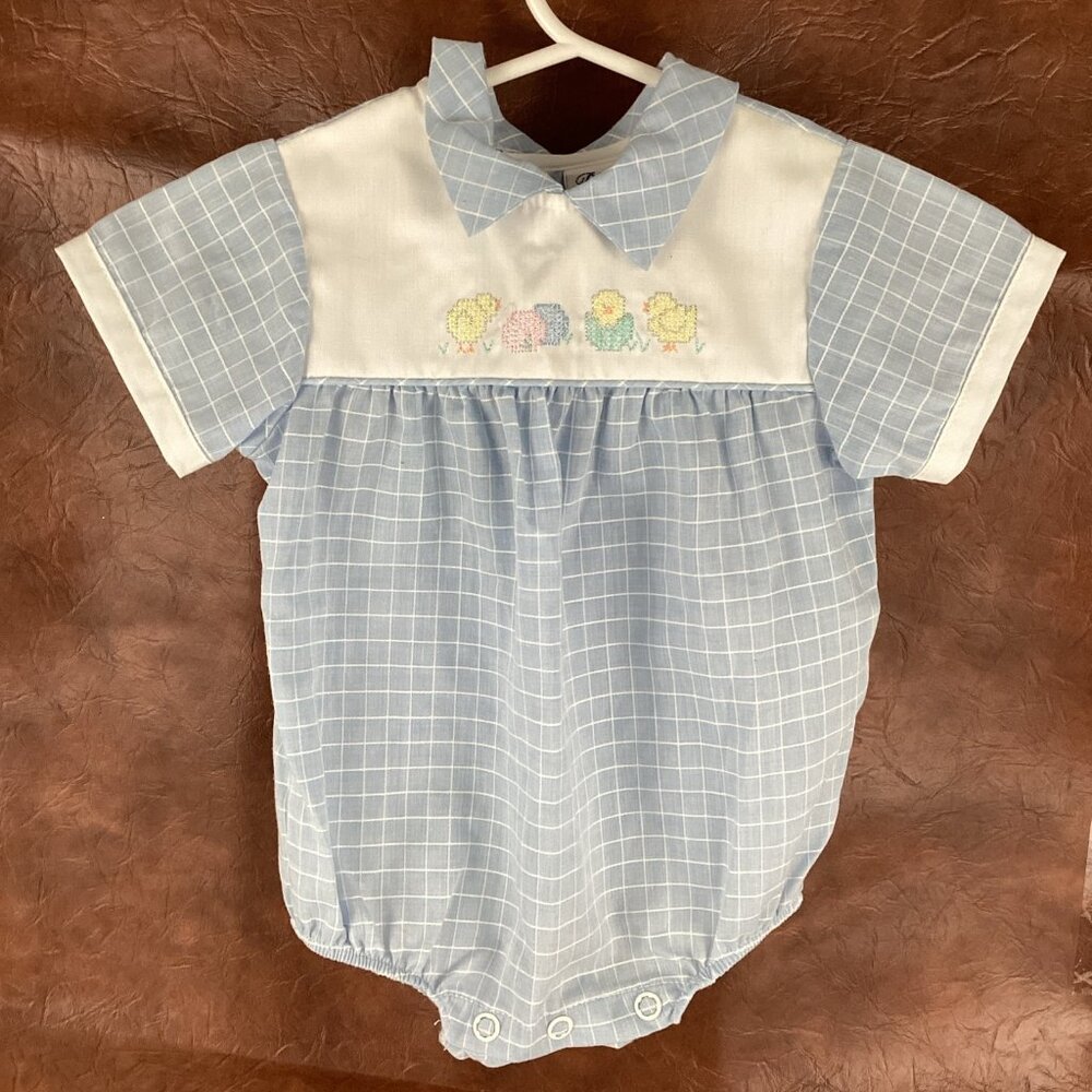 Vintage Bryan Infant 0-3mo Baby Boy Romper One Piece Easter Chicks Outfit USA
